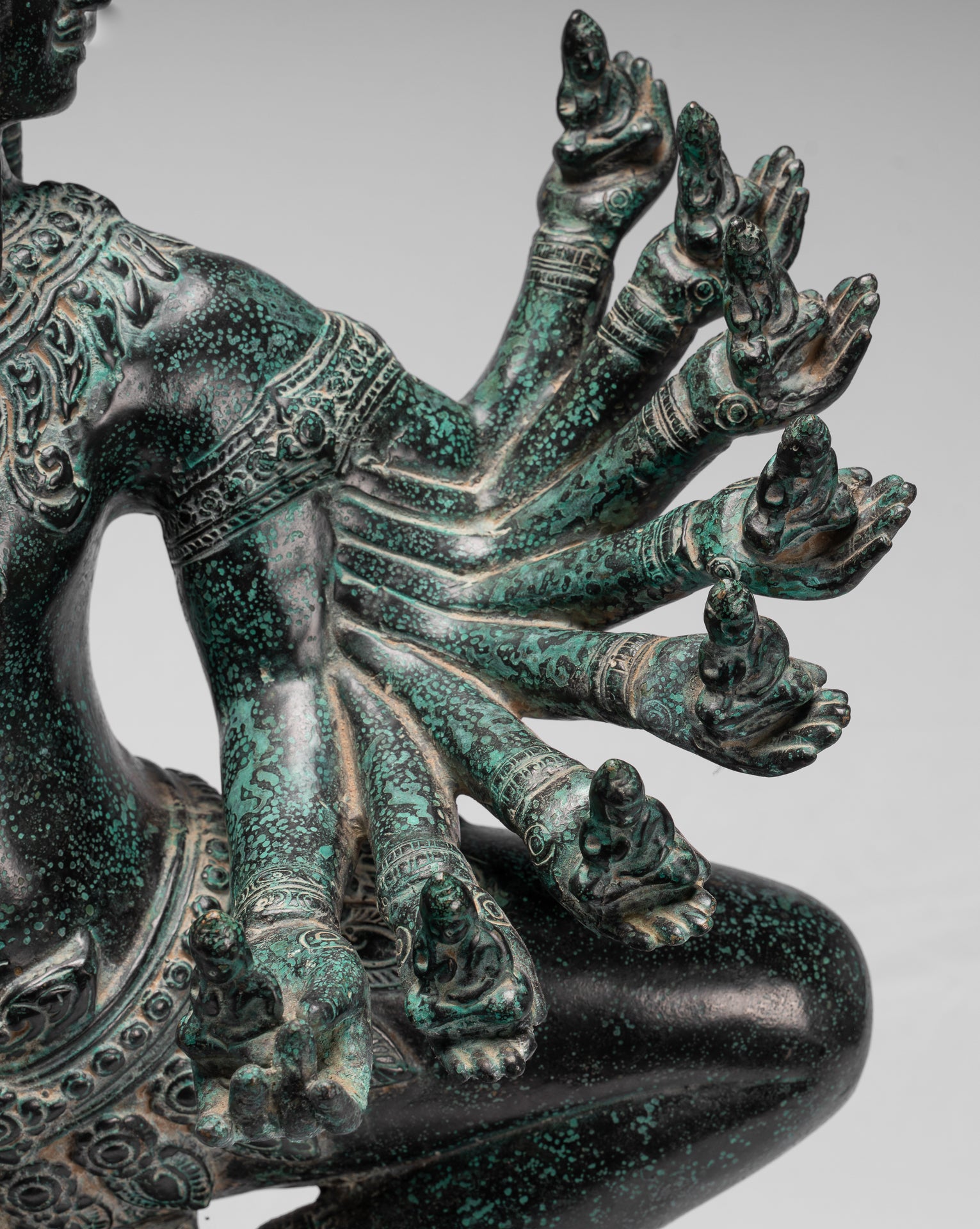 Antique Khmer Style Standing Bronze Angkor Wat Hevajra Statue-86cm/34 " Tall