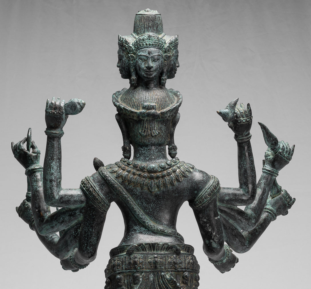 Estatua de Trimurti - Estatua de Trimurti Shiva Brahma Vishnu de estilo jemer antiguo - 95cm/38 "