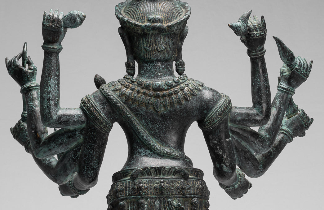 Estatua de Trimurti - Estatua de Trimurti Shiva Brahma Vishnu de estilo jemer antiguo - 95cm/38 "