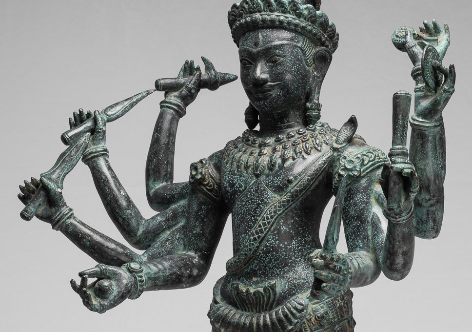 Estatua de Trimurti - Estatua de Trimurti Shiva Brahma Vishnu de estilo jemer antiguo - 95cm/38 "