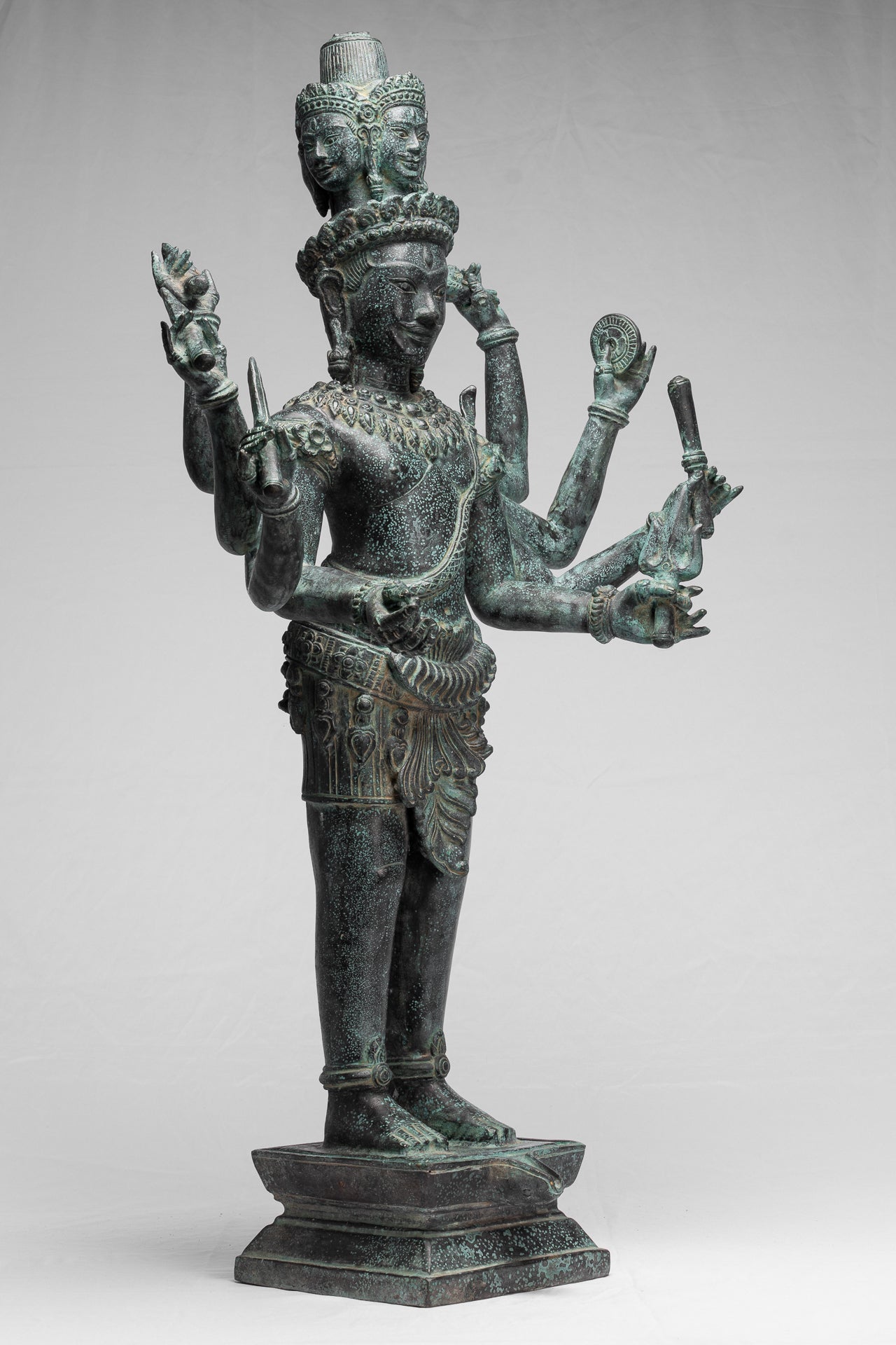 Estatua de Trimurti - Estatua de Trimurti Shiva Brahma Vishnu de estilo jemer antiguo - 95cm/38 "