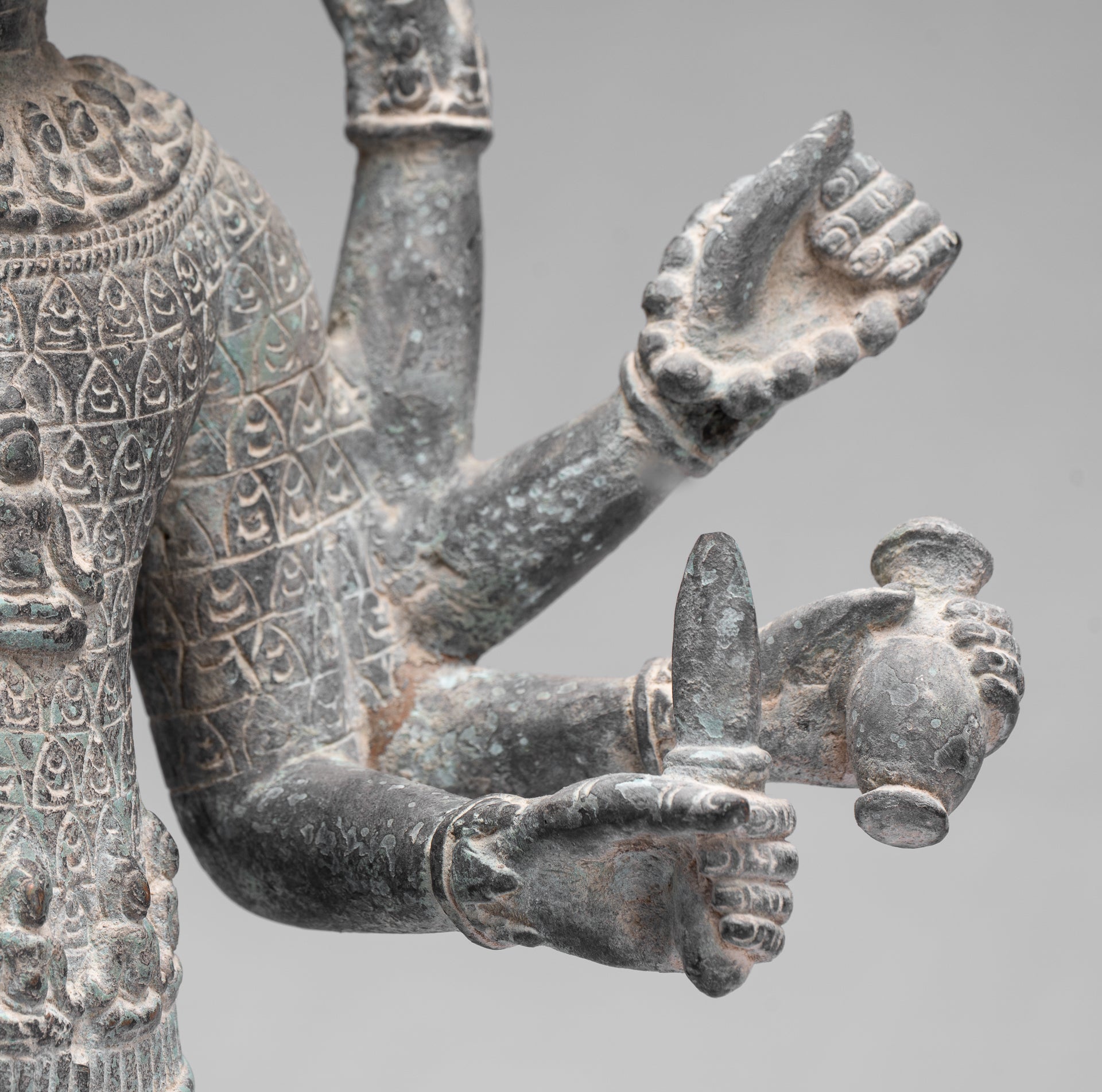 Antique Khmer Style Bronze Bayon Standing Lokeshvara Statue - 53cm/21"