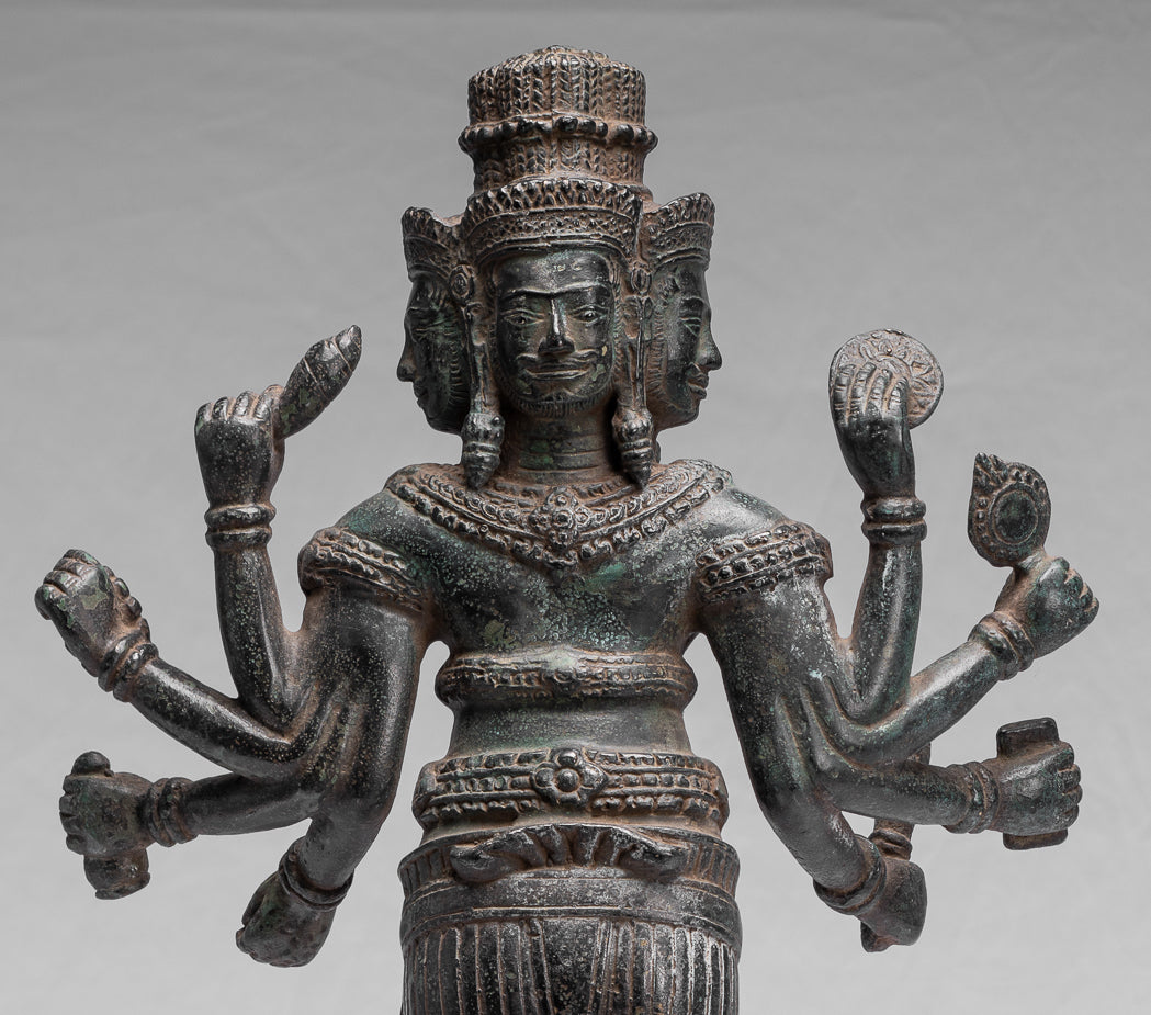Estatua de Brahma - Estilo antiguo Khmer Koh Ker de pie Bronce Brahma - Creación de dios hindú - 53cm/21 "
