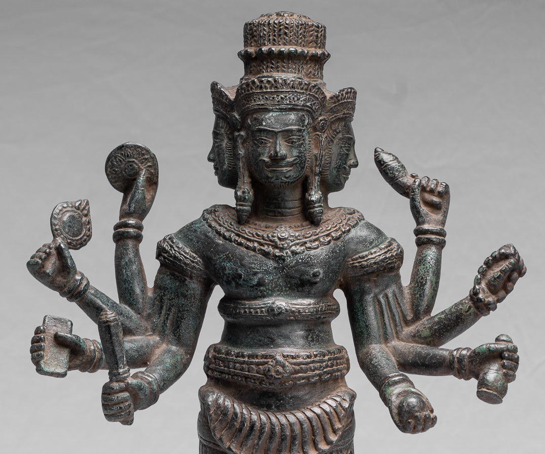 Estatua de Brahma - Estilo antiguo Khmer Koh Ker de pie Bronce Brahma - Creación de dios hindú - 53cm/21 "