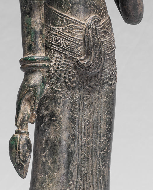 Antique Khmer Style Bronze Banteay Srei Standing Apsara or Angel - 53cm/21"