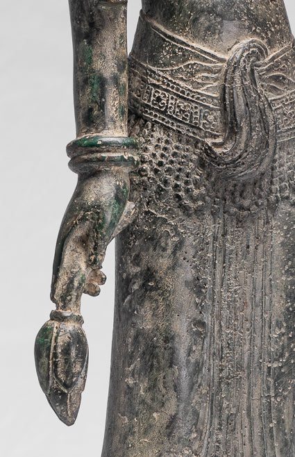 Antique Khmer Style Bronze Banteay Srei Standing Apsara or Angel - 53cm/21"