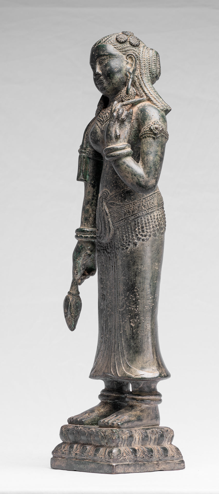 Antique Khmer Style Bronze Banteay Srei Standing Apsara or Angel - 53cm/21"