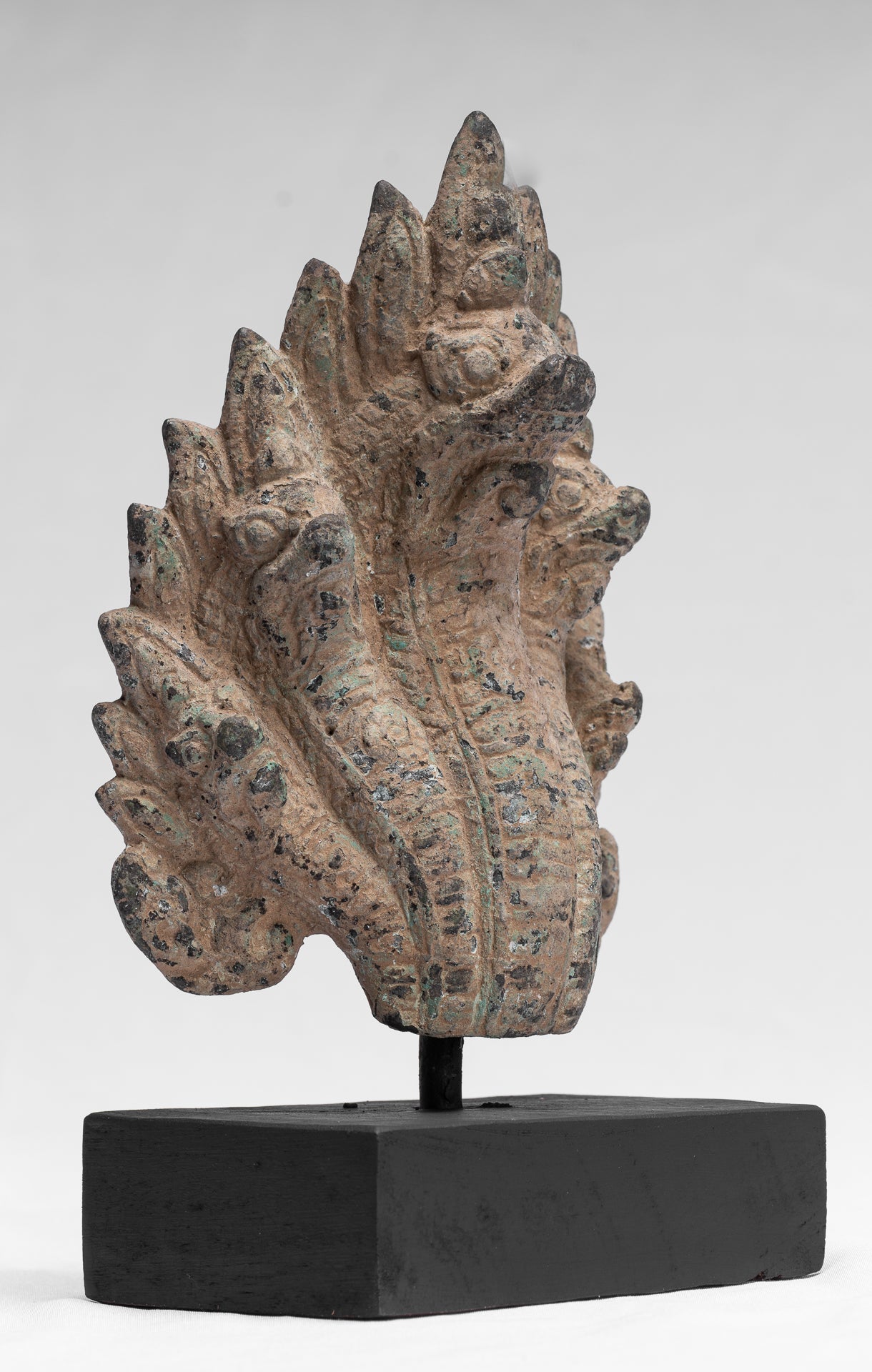 Naga Statue - Antique Khmer Style Bronze Protective Naga, Snake or Serpent Statue - 24cm/10"