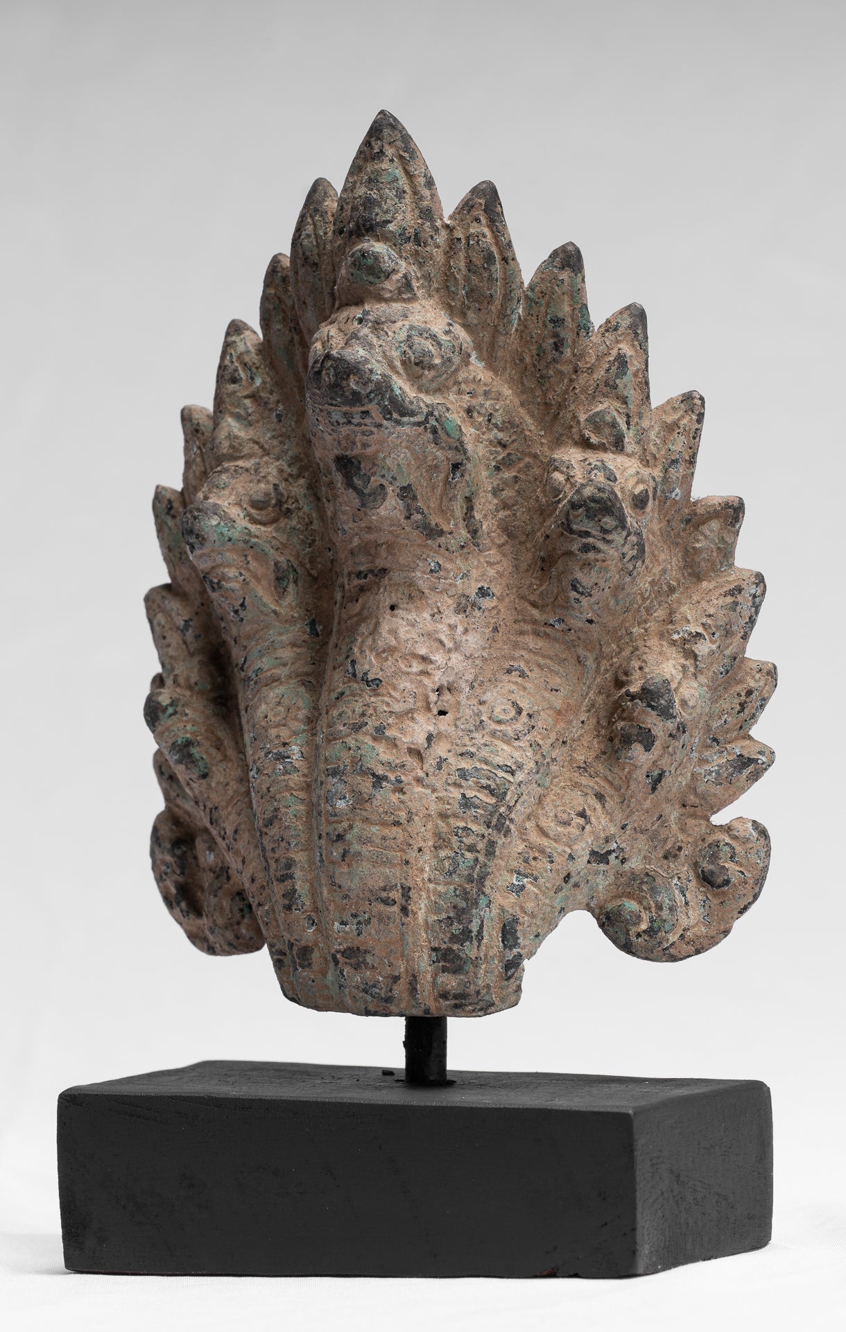 Naga Statue - Antique Khmer Style Bronze Protective Naga, Snake or Serpent Statue - 24cm/10"