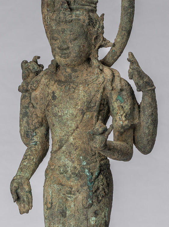 Vishnu - Estatua de bronce de alumno de estilo indonesio antiguo Majapahit Java - 51cm/20 "
