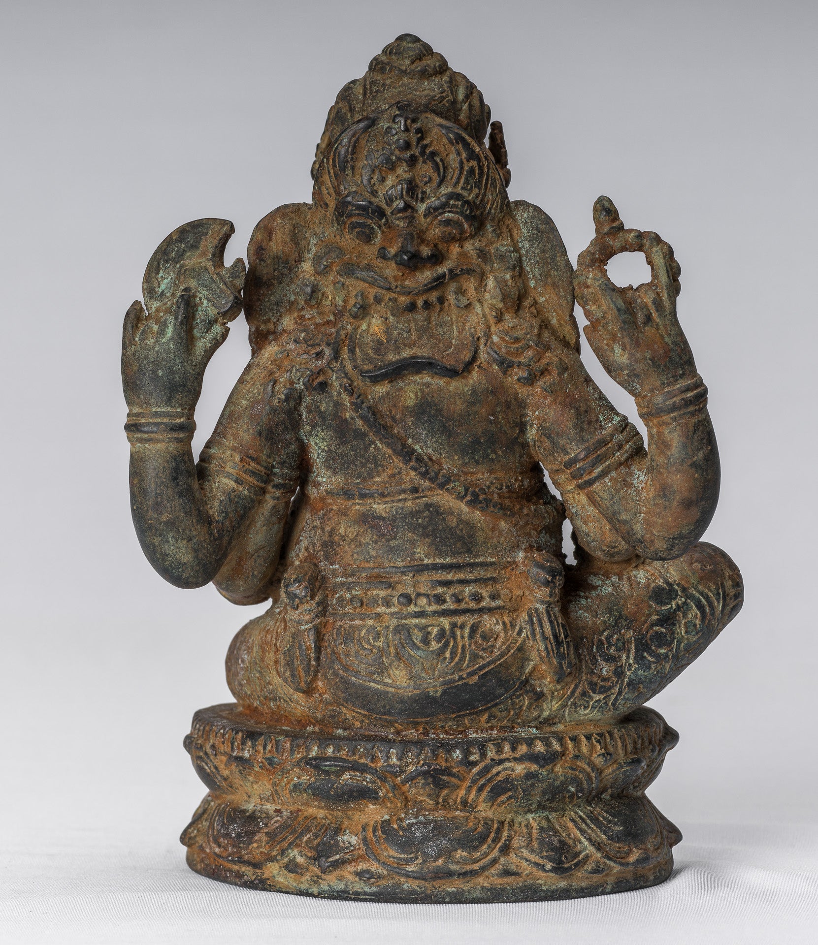 Estatua de Ganesha - Estatua de Ganesha de bronce de estilo javanés antiguo - 20 cm/8 "