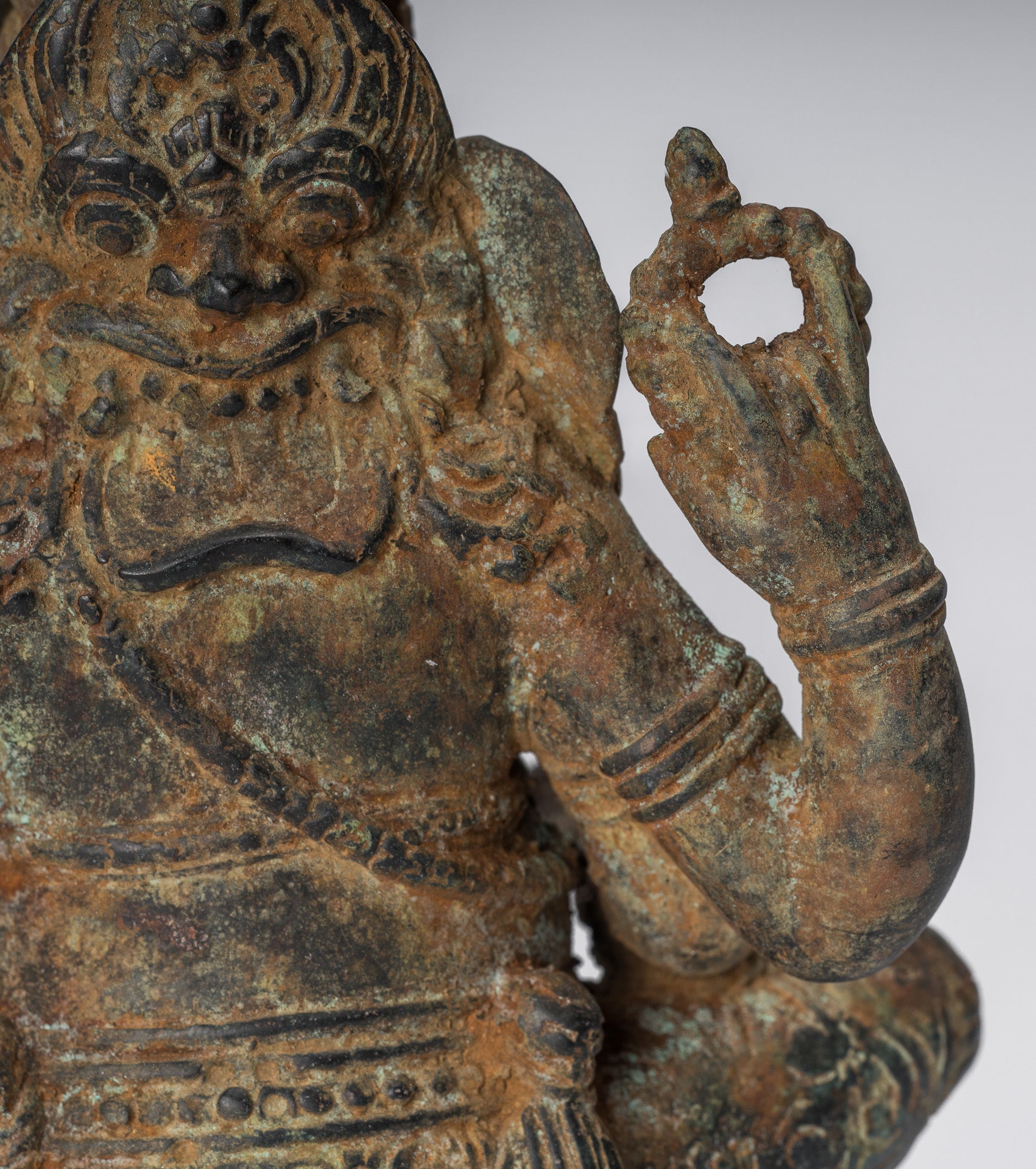 Estatua de Ganesha - Estatua de Ganesha de bronce de estilo javanés antiguo - 20 cm/8 "