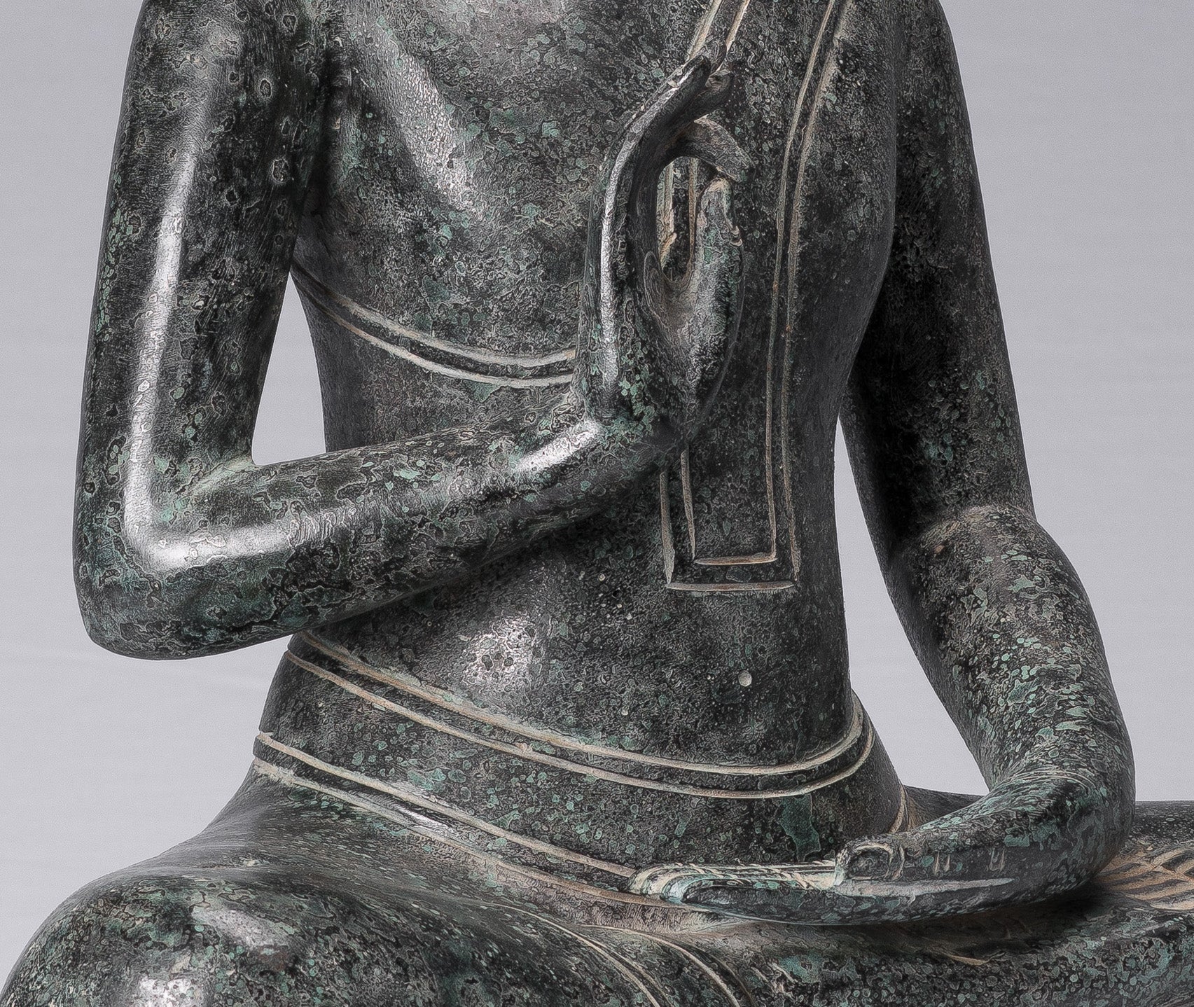 Statue de Bouddha – Statue de Bouddha en bronze de style khmer antique Dharmachakra enseignant Mudra – 50 cm