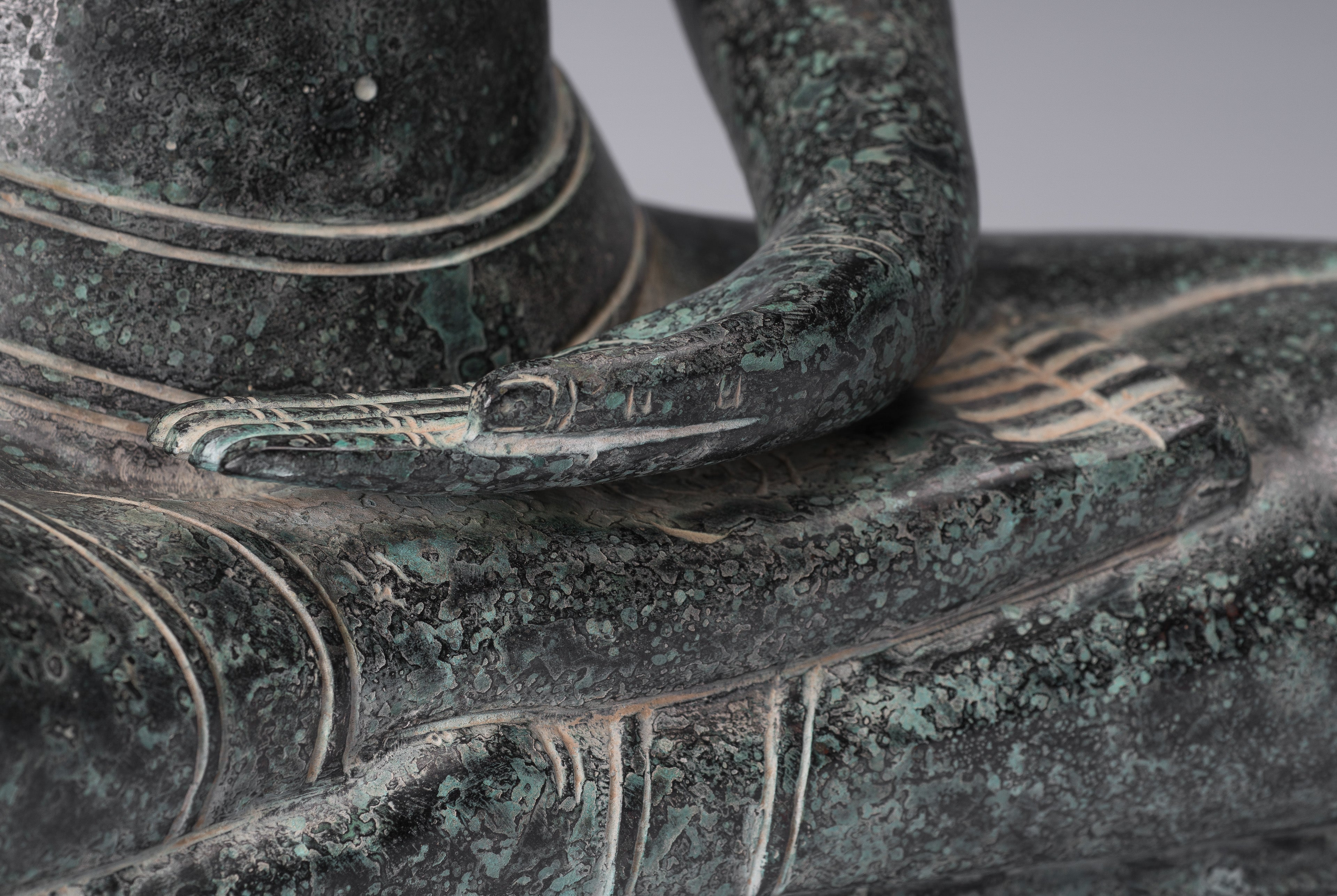 Statue de Bouddha – Statue de Bouddha en bronze de style khmer antique Dharmachakra enseignant Mudra – 50 cm