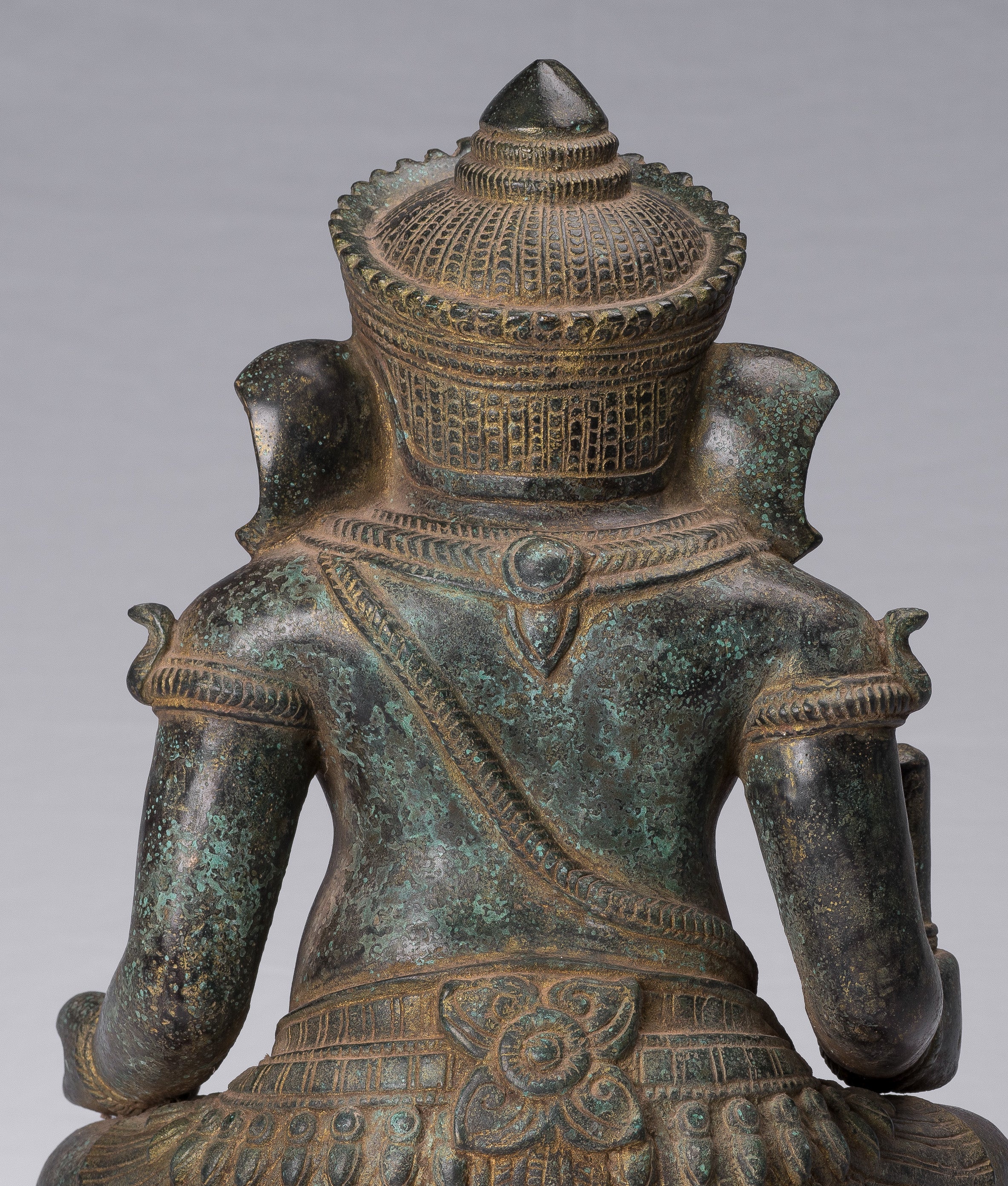 Ganesha Statue - Antique Khmer Style Post-Bayon Seated Ganesh Statue - 38cm/15"