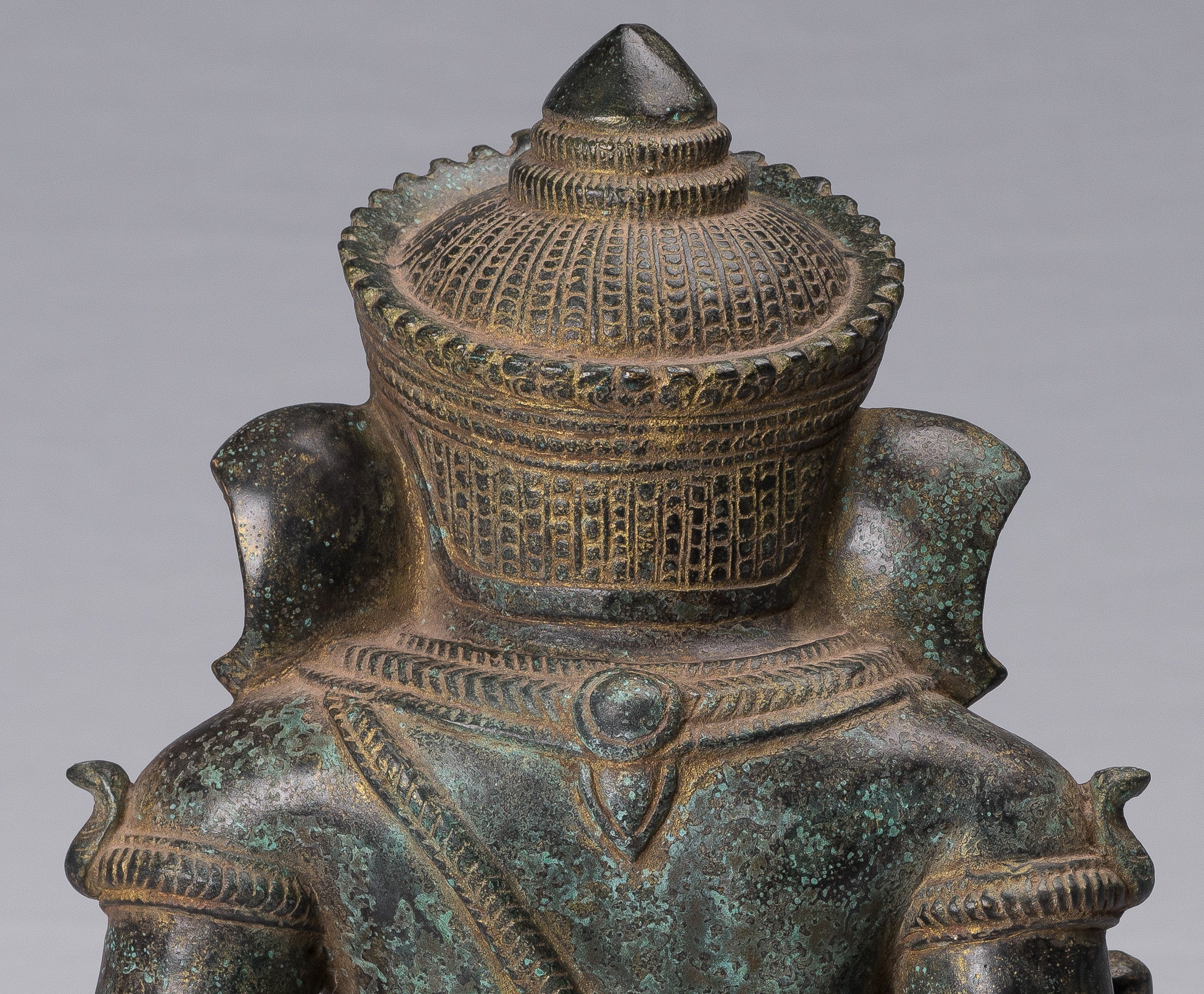 Ganesha Statue - Antique Khmer Style Post-Bayon Seated Ganesh Statue - 38cm/15"