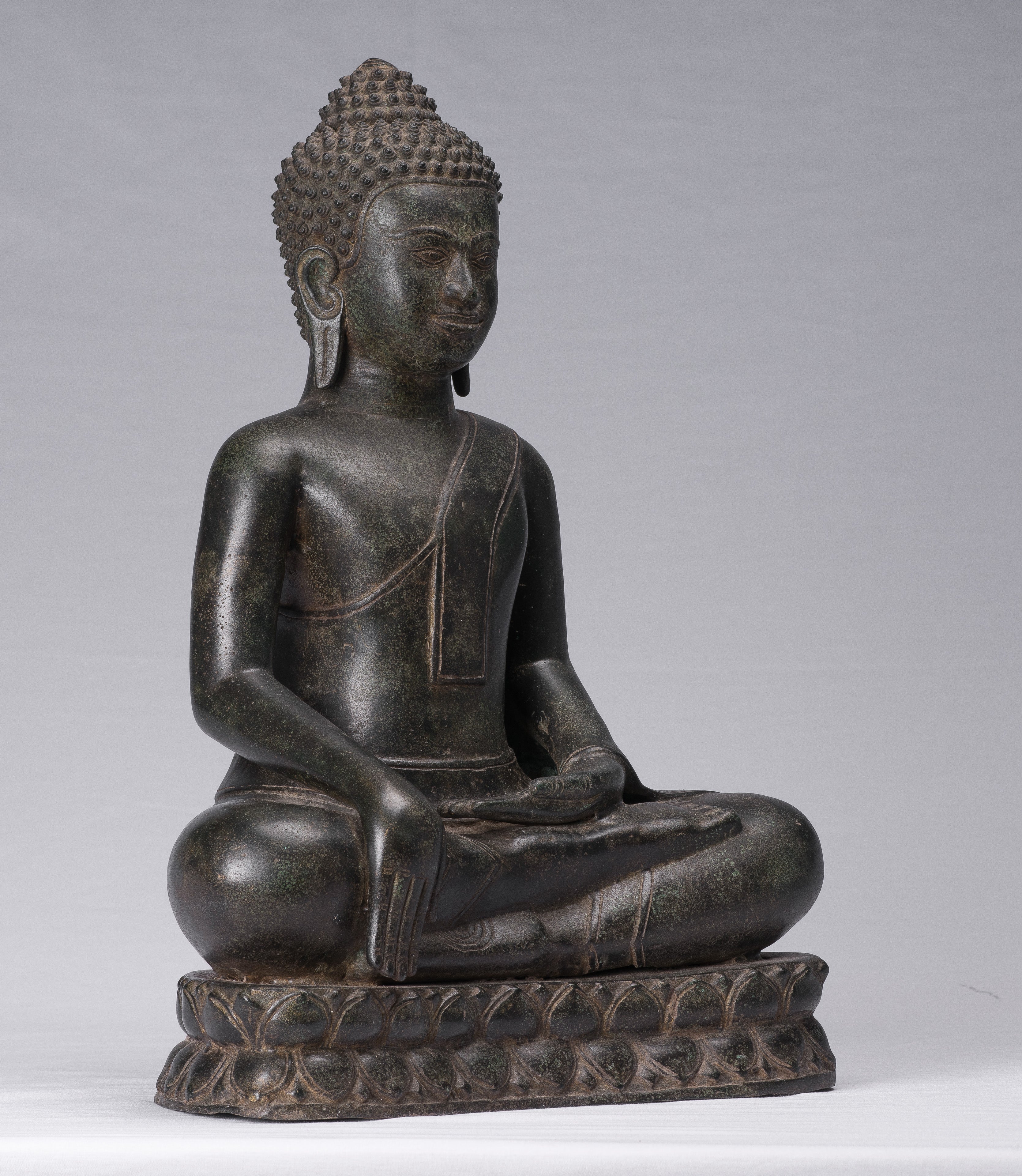 Statua Buddha - Antique Khmer Style Bronze Enlightenment Statue Buddha - 46 cm/18 "