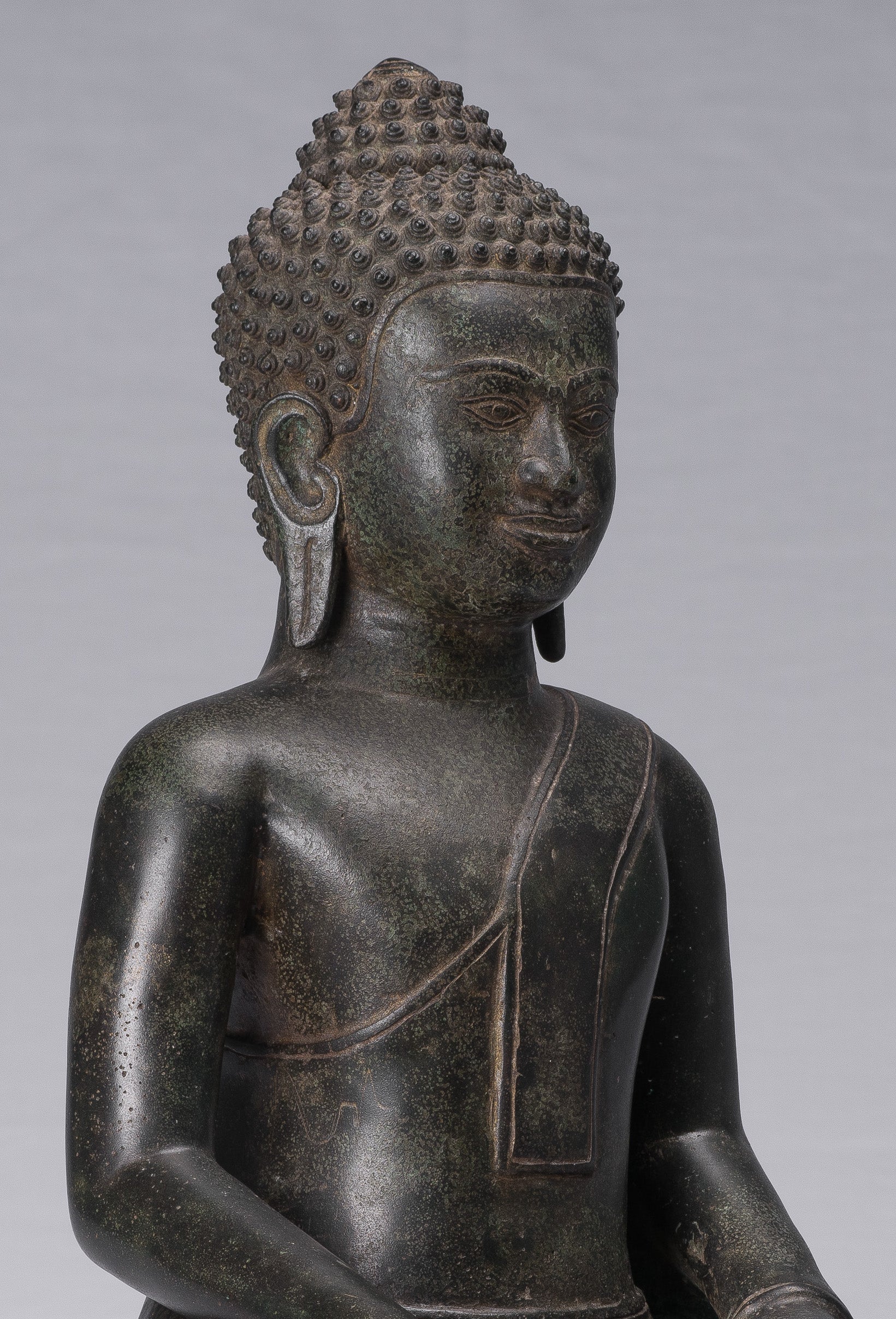 Statua Buddha - Antique Khmer Style Bronze Enlightenment Statue Buddha - 46 cm/18 "