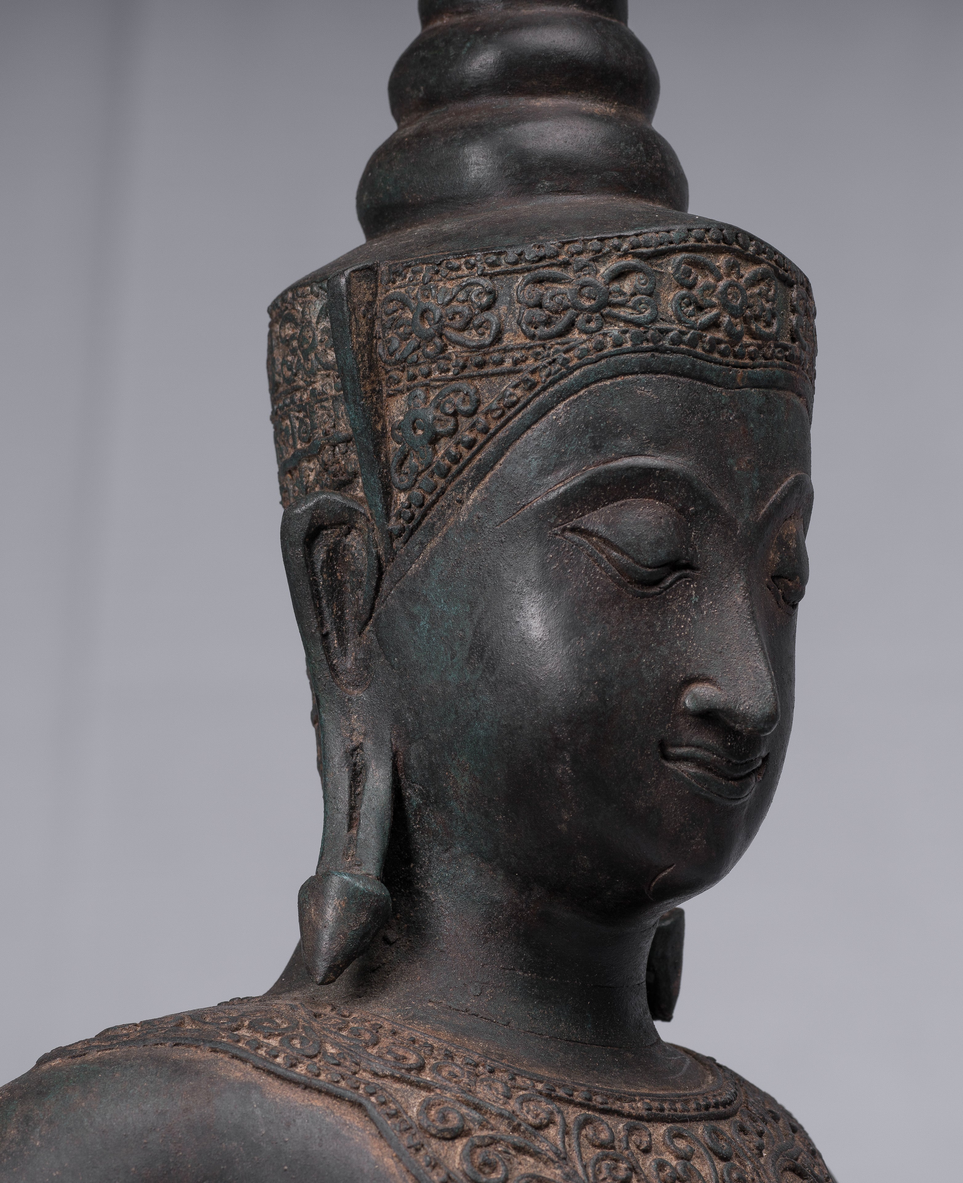 Statue de Bouddha - Statue de Bouddha des Lumières assise d'Ayutthaya de style thaïlandais antique - 66 cm/26"