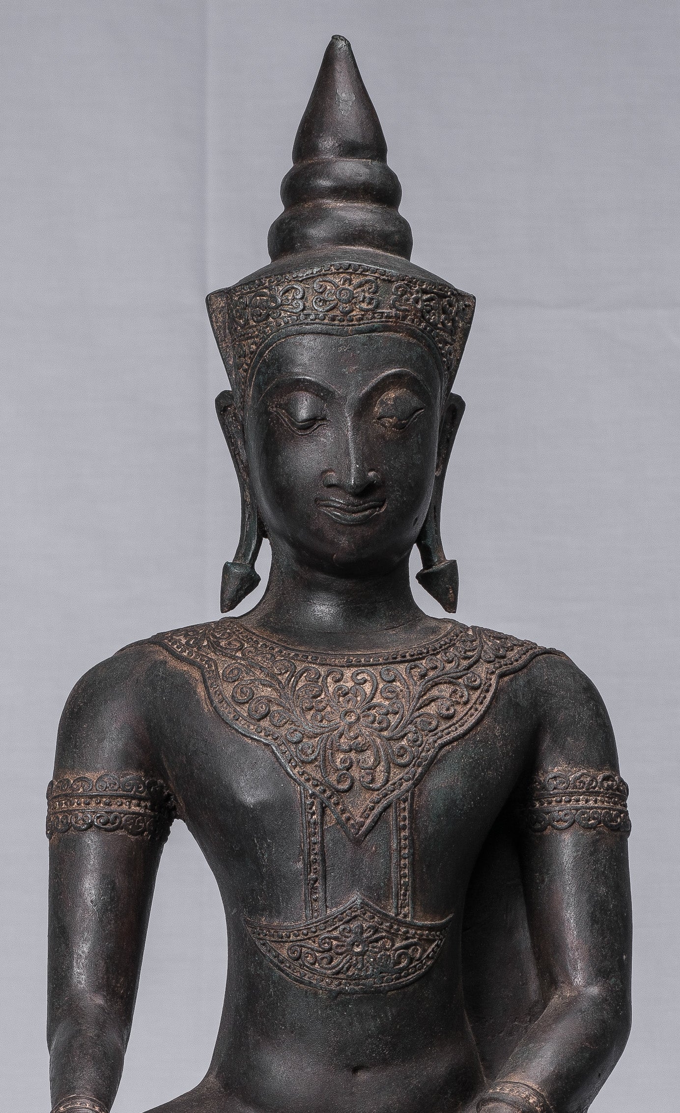 Statue de Bouddha - Statue de Bouddha des Lumières assise d'Ayutthaya de style thaïlandais antique - 66 cm/26"