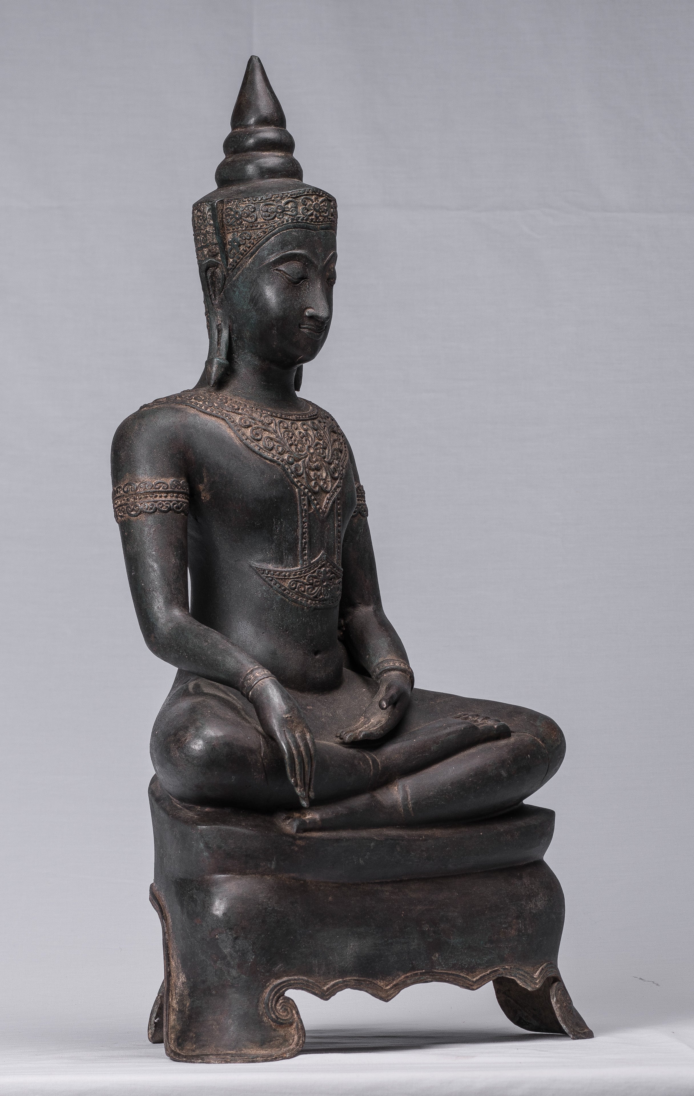 Statue de Bouddha - Statue de Bouddha des Lumières assise d'Ayutthaya de style thaïlandais antique - 66 cm/26"