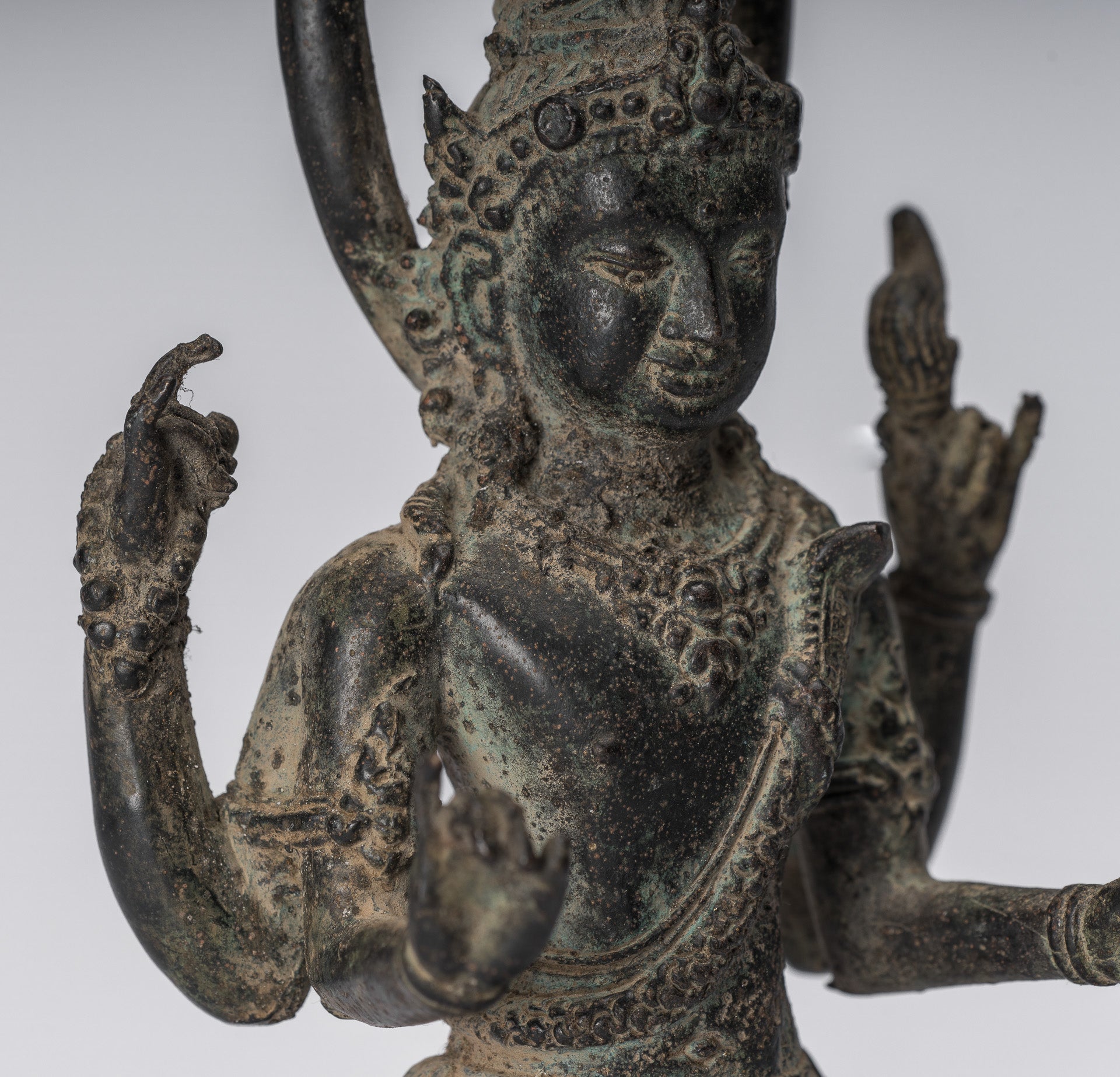 Vishnu Statue - Antique Indonesian Style Majapahit Standing Bronze Vishnu Statue - 22cm/9"