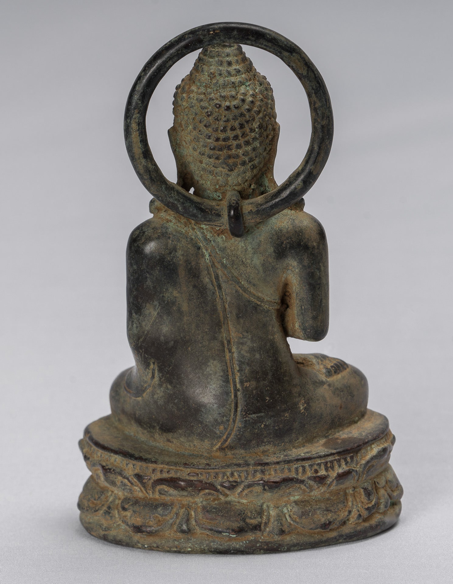 Buddha Statue - Antique Indonesian Style Seated Bronze Javanese Teaching Buddha - 16cm/6"
