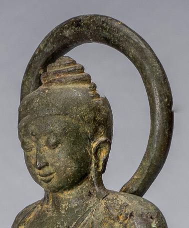 Statua di Buddha - Capolavoro antico in stile indonesiano bronzo giavanese amitabha buddha - 42cm/17 "