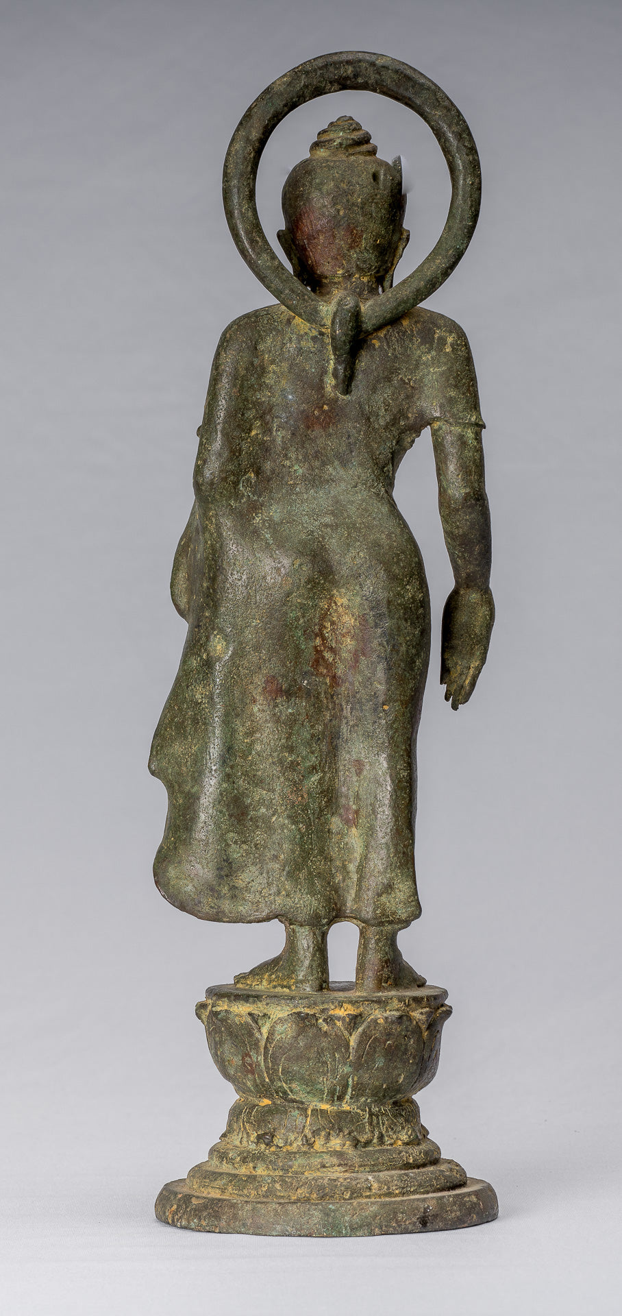 Statua di Buddha - Capolavoro antico in stile indonesiano bronzo giavanese amitabha buddha - 42cm/17 "