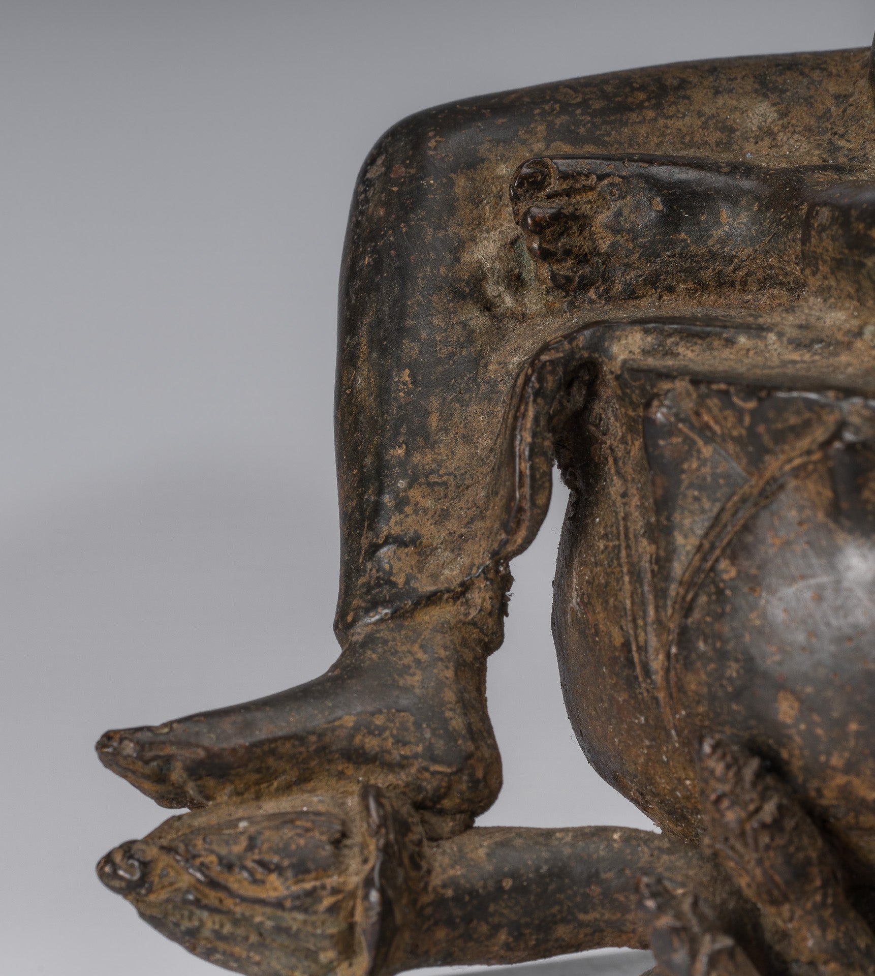 Estatua de Buda - Estilo indonesio antiguo de bronce sentado Javanese Buda - 28 cm/11 "