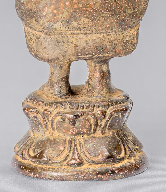 Statue de Bouddha – Statue de Bouddha de charité javanaise debout en bronze de style indonésien antique – 17 cm