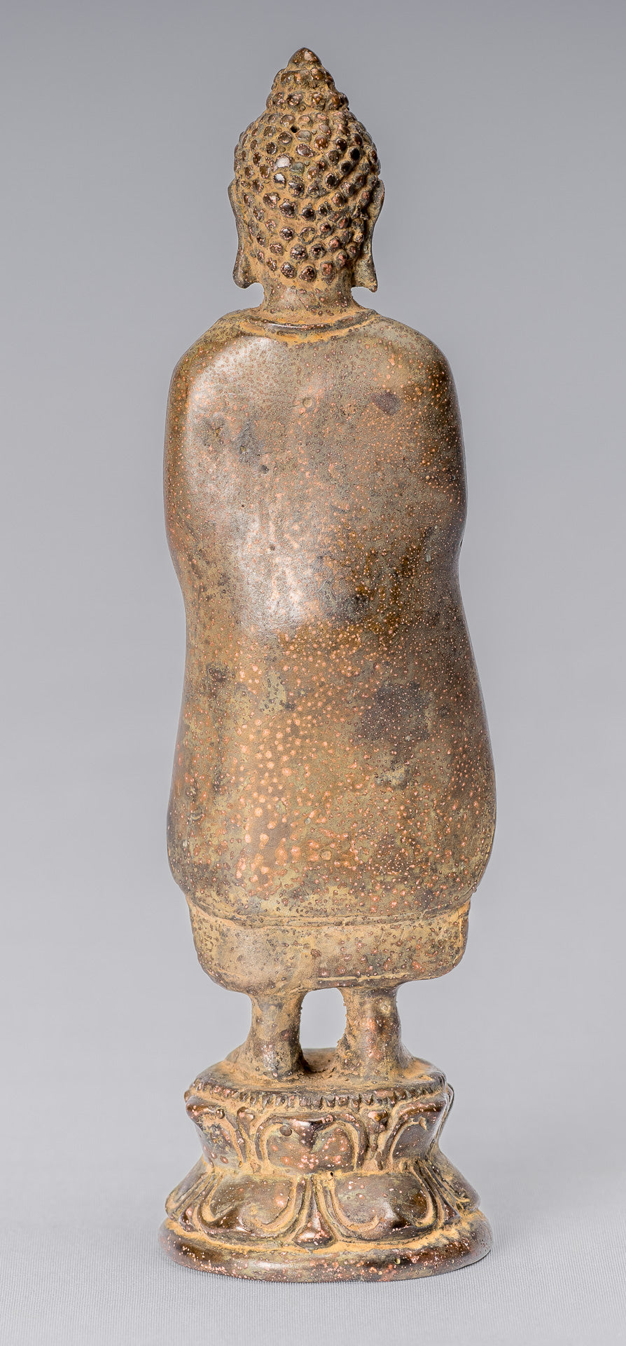 Statue de Bouddha – Statue de Bouddha de charité javanaise debout en bronze de style indonésien antique – 17 cm