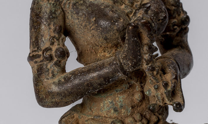 Tara-Statue – antike indonesische Bronze-Devi-Tara-Statue im Java-Stil – 8 cm.