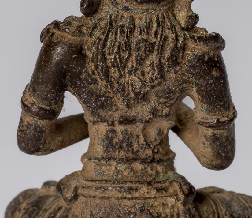 Tara-Statue – antike indonesische Bronze-Devi-Tara-Statue im Java-Stil – 8 cm.