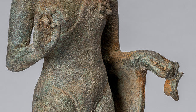 Statue di Buddha - Antique in stile indonesiano Bronzo Giavanese Teaching Buddha - 34 cm/14 "