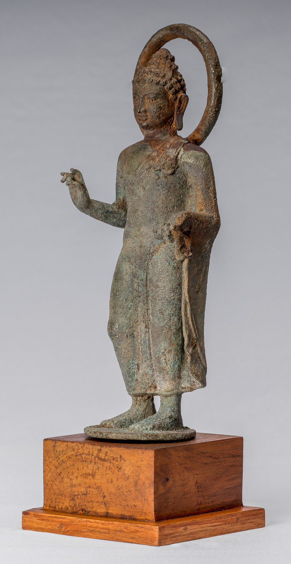 Statue di Buddha - Antique in stile indonesiano Bronzo Giavanese Teaching Buddha - 34 cm/14 "