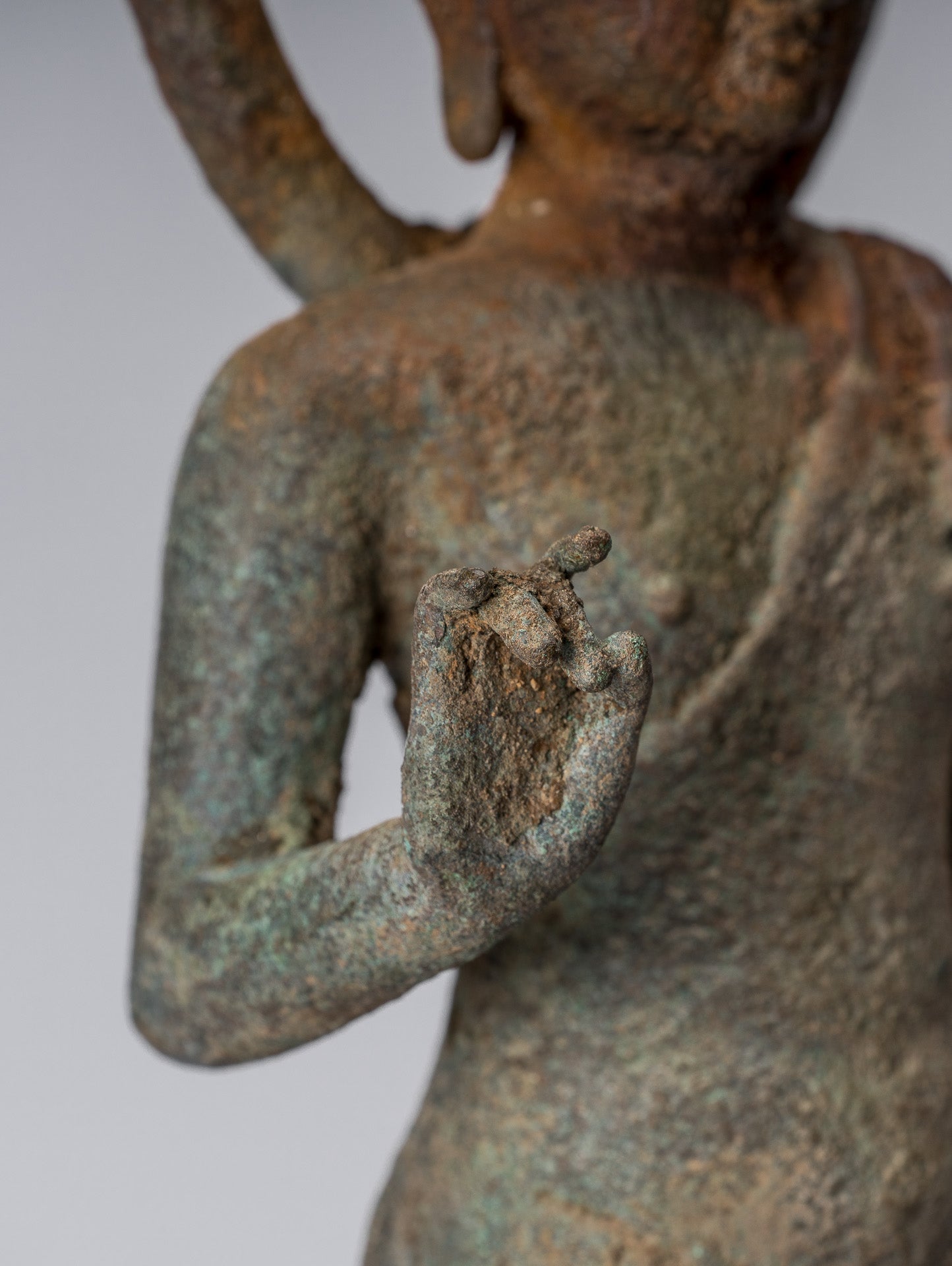 Statue di Buddha - Antique in stile indonesiano Bronzo Giavanese Teaching Buddha - 34 cm/14 "