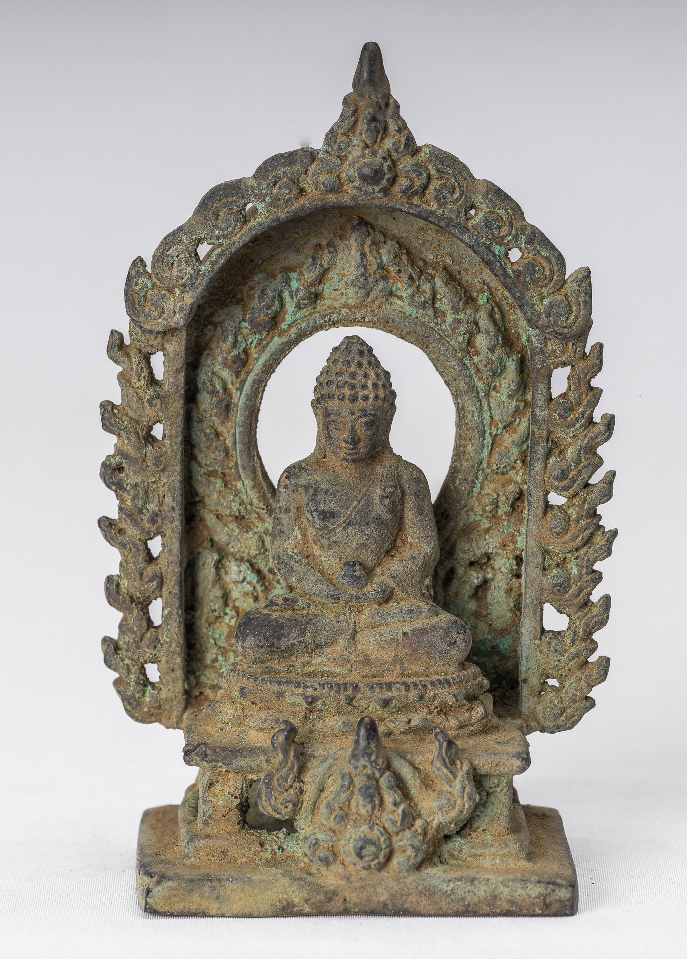 Buddha Statue - Antique Indonesian Style Bronze Javanese Amitabha Buddha Statue - 13.5cm/5"