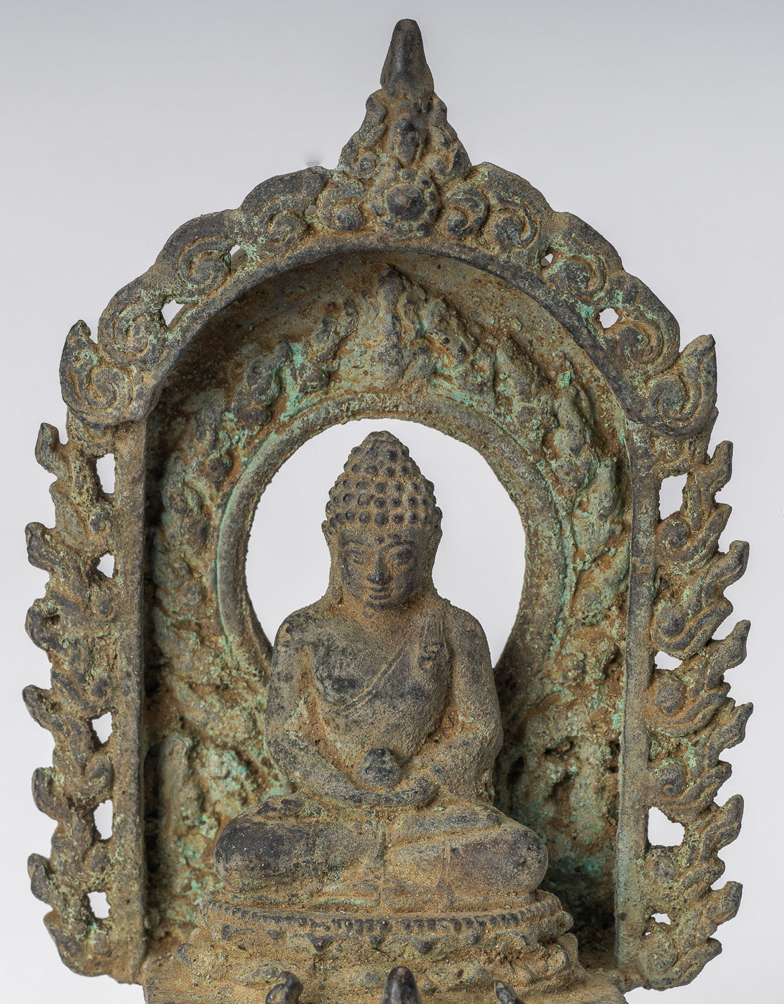 Buddha Statue - Antique Indonesian Style Bronze Javanese Amitabha Buddha Statue - 13.5cm/5"