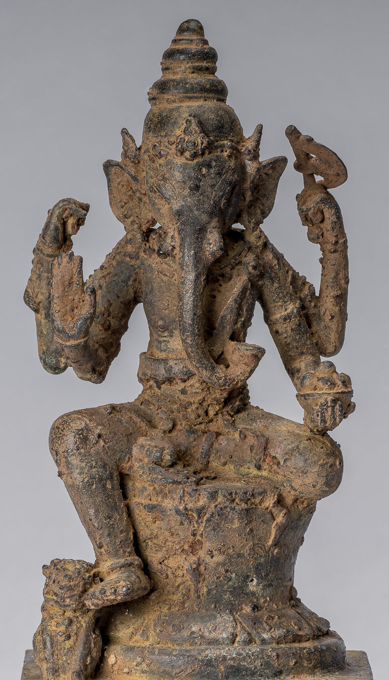 Estatua de Ganesha - Estatua de Ganesha de bronce de estilo javanés antiguo - 25 cm/10 "