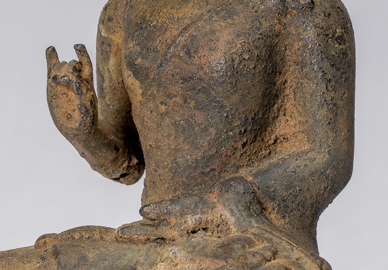 Estatua de Buda - Estilo indonesio antiguo de bronce asentado Javanese Buda - 19cm/8 "