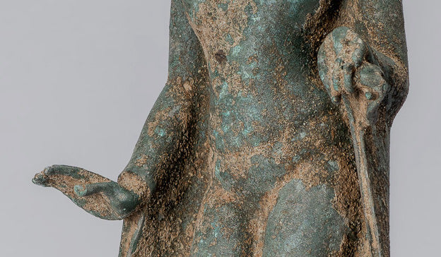 Statue di Buddha - Antique in stile indonesiano Bronzo Giavanese Teaching Buddha - 30 cm/12 "