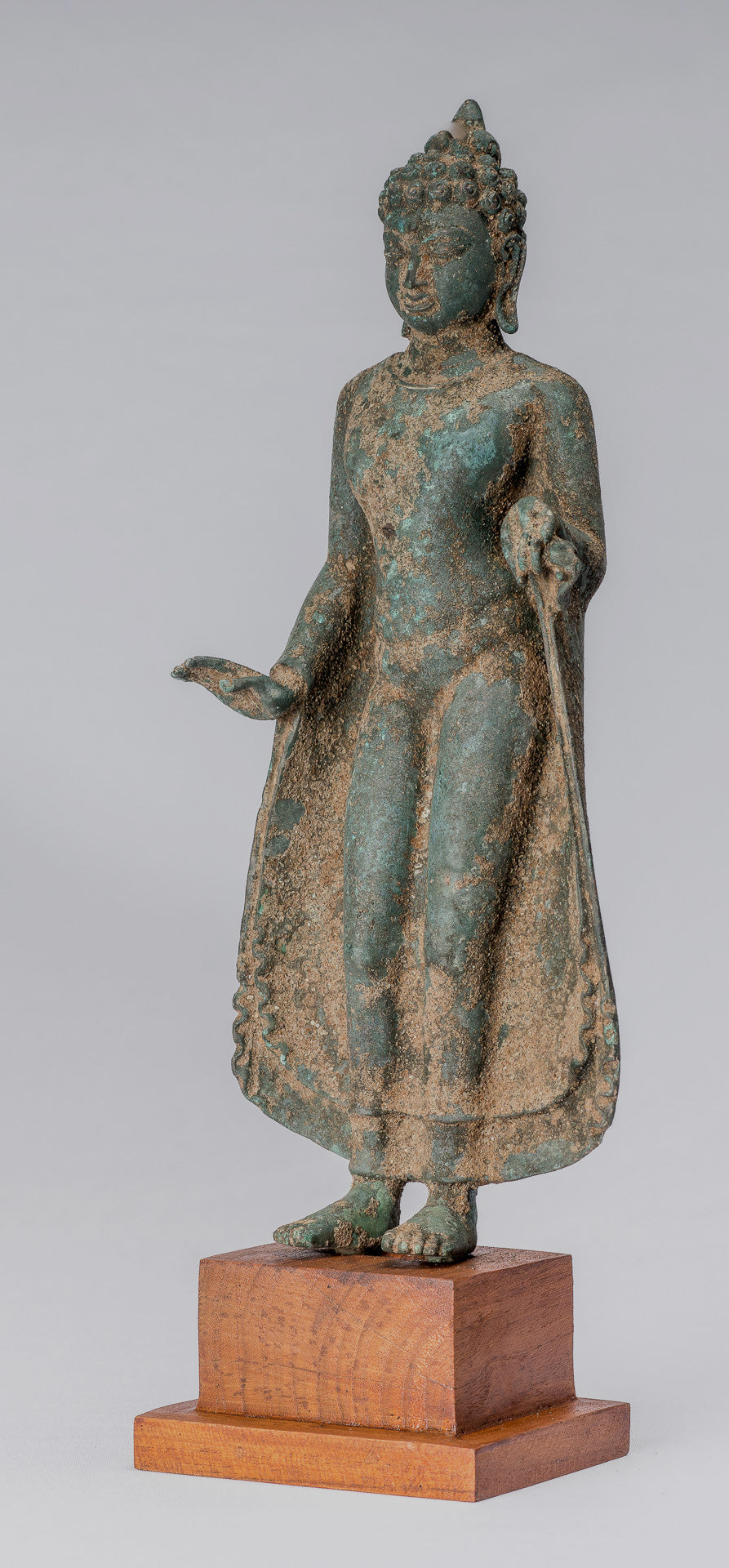 Statue di Buddha - Antique in stile indonesiano Bronzo Giavanese Teaching Buddha - 30 cm/12 "