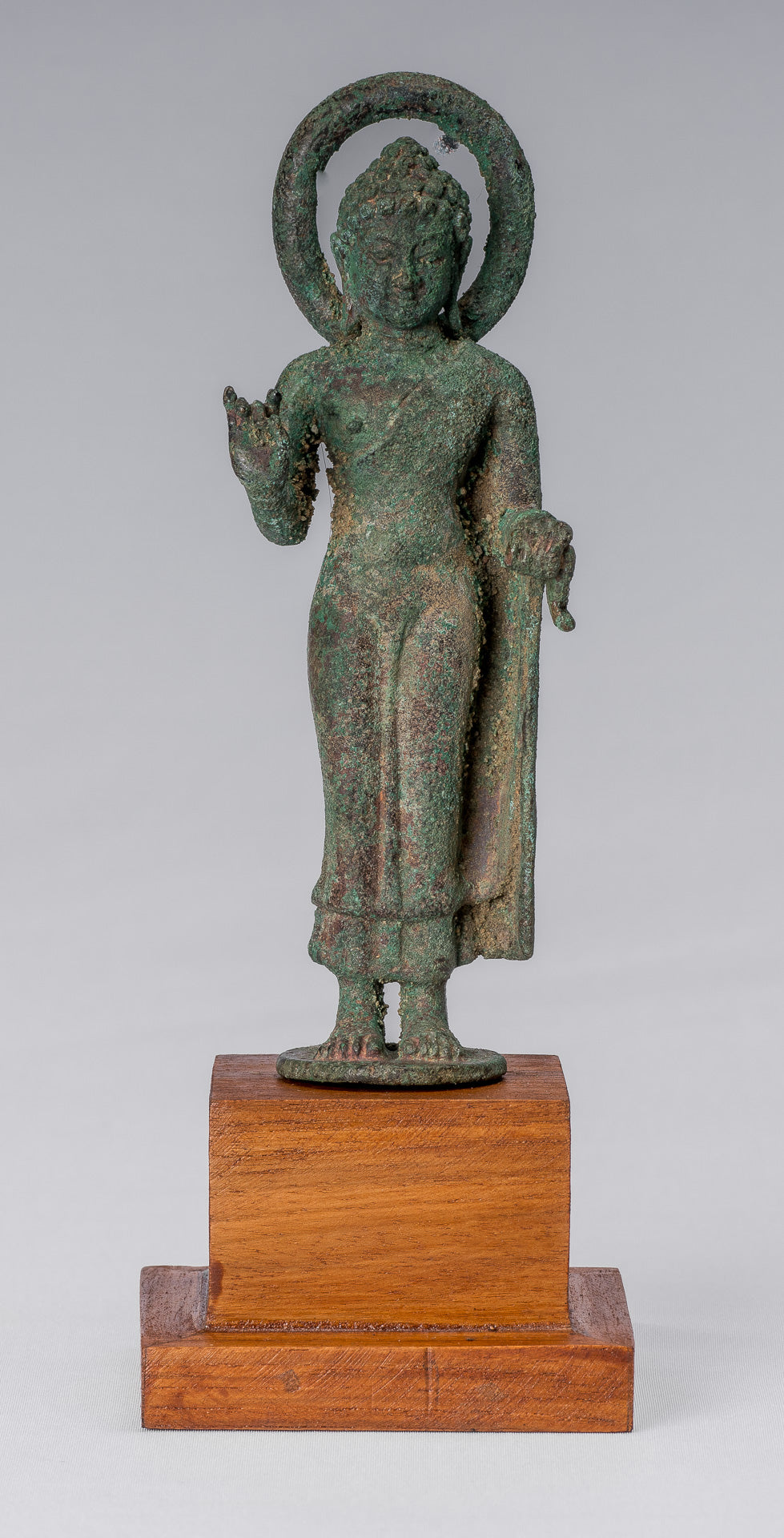 Estatua de Buda - Buda de enseñanza de bronce indonesio de estilo indonesio antiguo - 18 cm/7 "