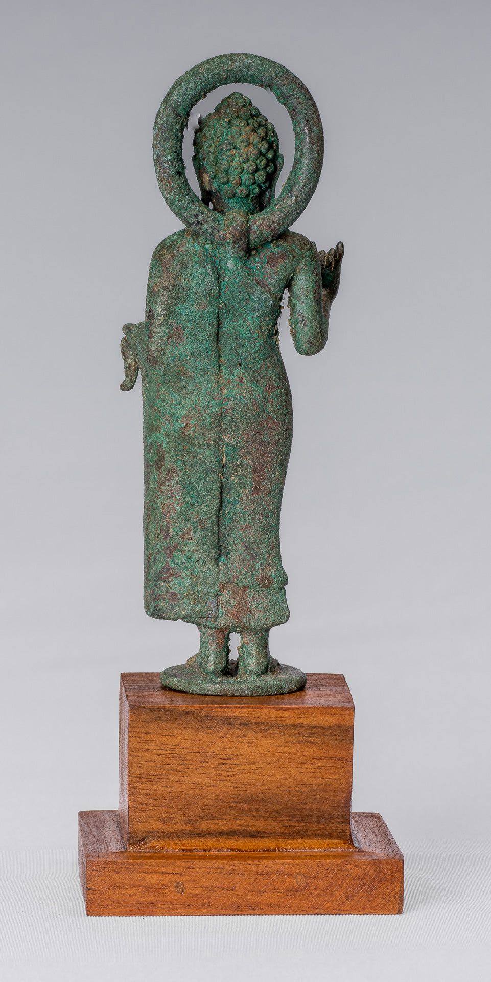 Estatua de Buda - Buda de enseñanza de bronce indonesio de estilo indonesio antiguo - 18 cm/7 "