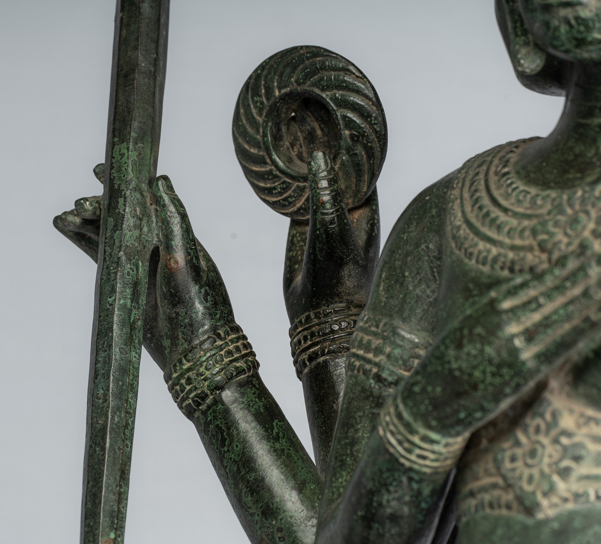 Estatua de Brahma - Antique Khmer Style Bronze 8 Arm Bayon Brahma - Creación de dios hindú - 76 cm/30 "