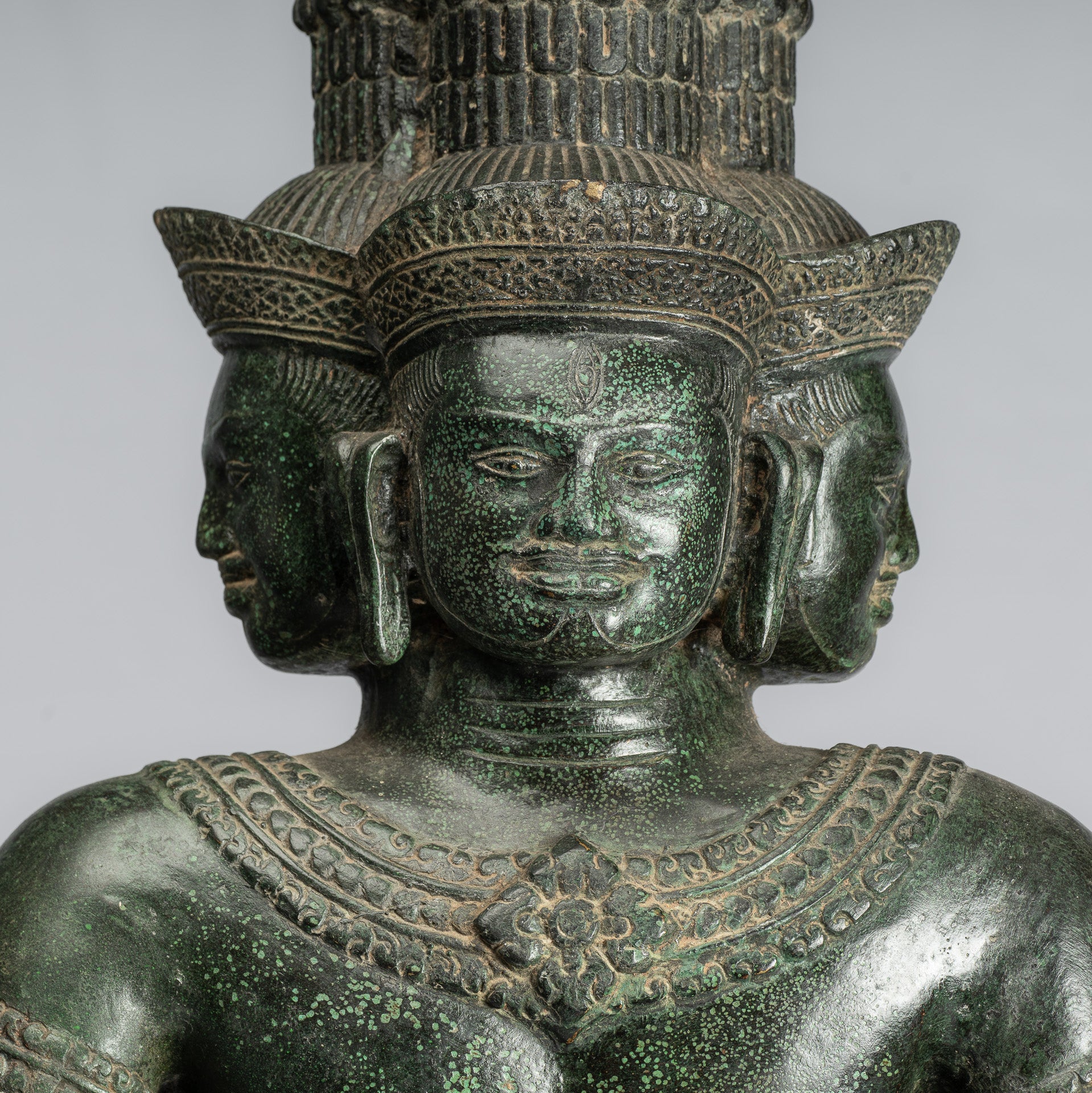 Estatua de Brahma - Antique Khmer Style Bronze 8 Arm Bayon Brahma - Creación de dios hindú - 76 cm/30 "