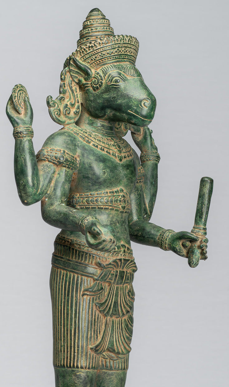 Kalkin Statue - Antique Khmer Style Standing Bronze Hayagriva Kalkin Horse of Vishnu - 56cm/22"
