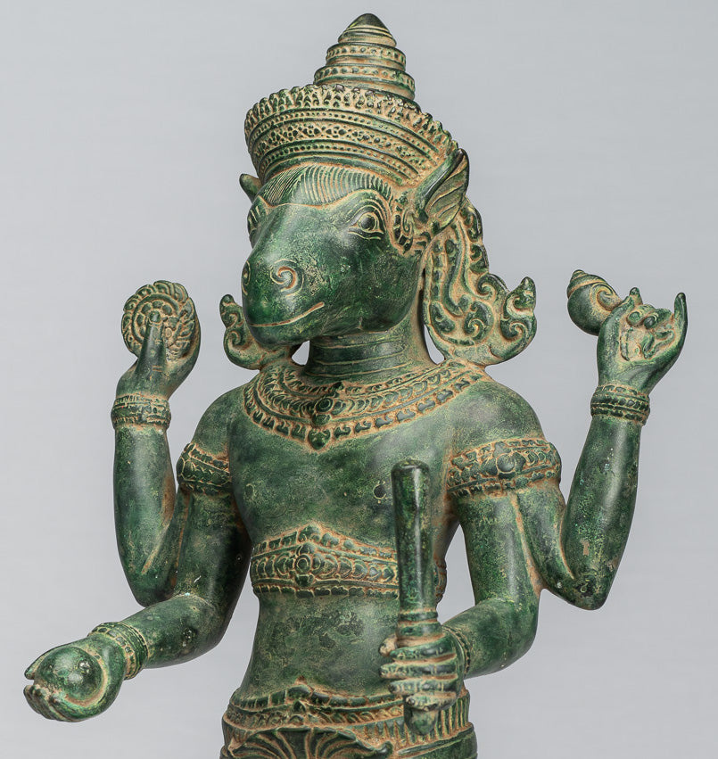 Kalkin Statue - Antique Khmer Style Standing Bronze Hayagriva Kalkin Horse of Vishnu - 56cm/22"