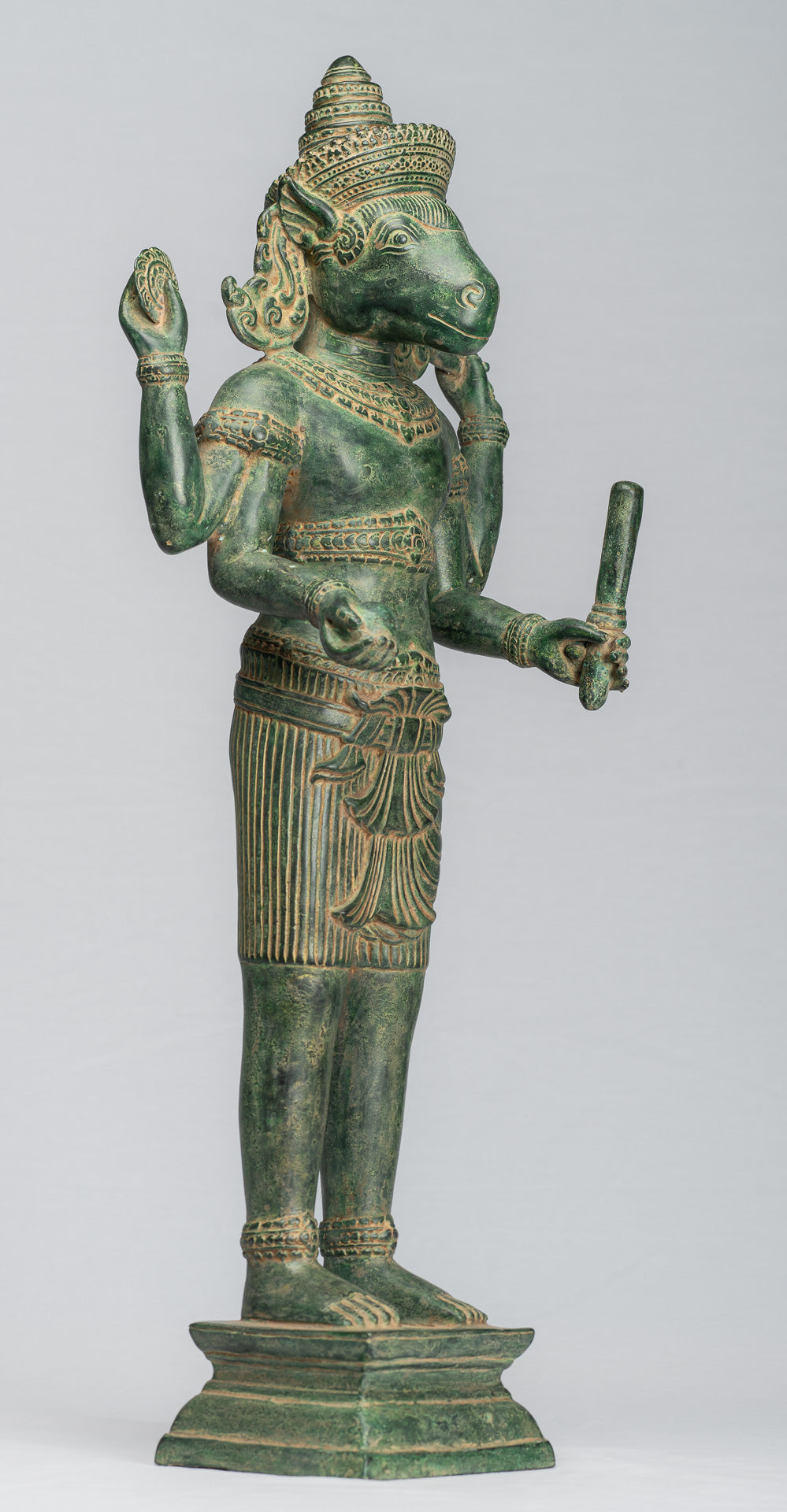 Kalkin Statue - Antique Khmer Style Standing Bronze Hayagriva Kalkin Horse of Vishnu - 56cm/22"